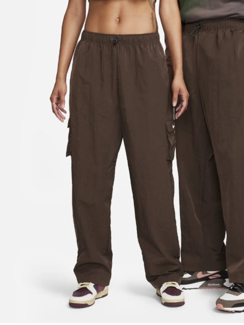 NIKE I Baroque Brown Essential Woven Oversized Cargo Athletic Pants, L